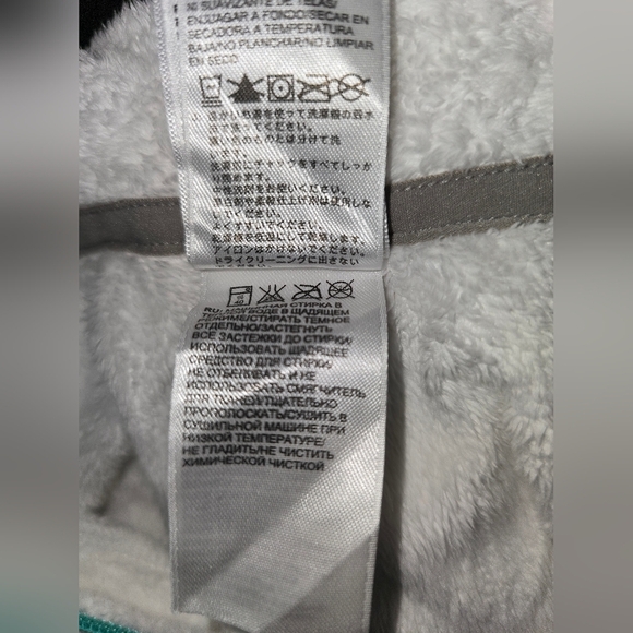 The North Face Girls’ XL (18) White Fleece Pullover Jacket – Aqua Trim - Picture 6 of 9